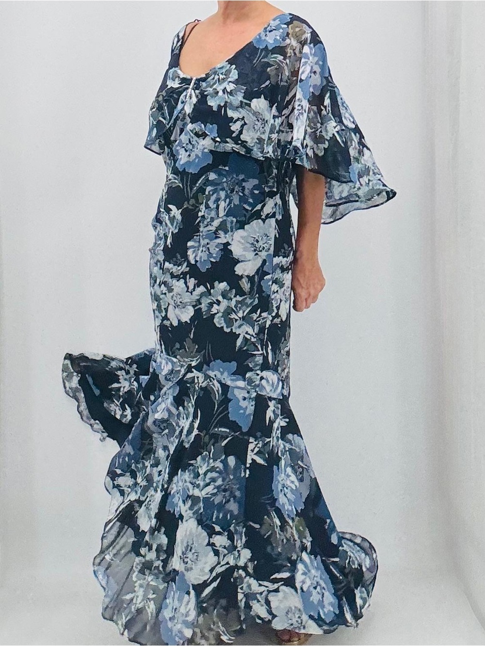 R&M Richards Whimsigoth Ethereal Fairy Floral Cocktail Wedding Guest Cape Dress - Picture 4 of 16